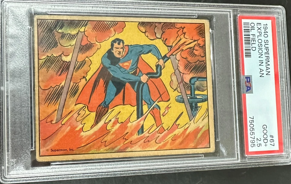 1940 SUPERMAN GUM #66 EXPLOSION IN AN OIL FIELD PSA 2.5 NICER - Image 1 of 2