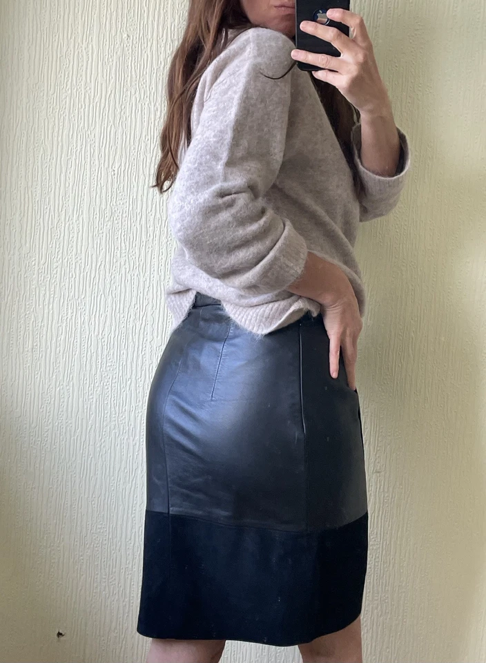 HM Leather Suede Skirt Midi Size 10 12 pencil wrap butter soft  - Image 1 of 4
