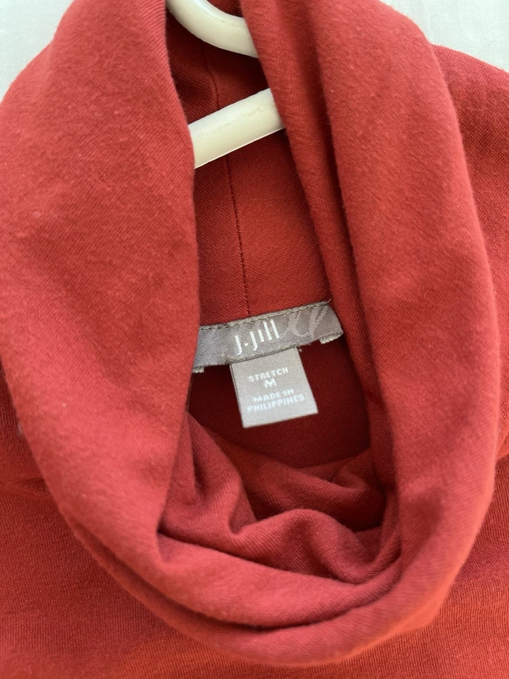 Vestido J. Jill Rojo Ladrillo Talla Mediana Manga Larga Hasta la Rodilla Elástico Foto 1 de 4