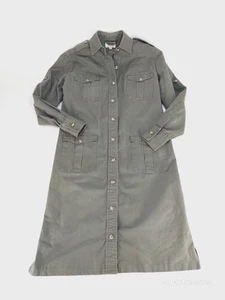 Vintage Abercrombie & Fitch Safari Green Shirt Dress Cotton Canvas Size 4 - Picture 1 of 8