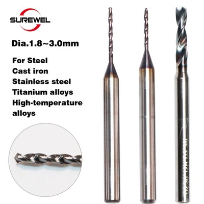 Drilling Carbide Min Bit CNC Machining Tool Precision Micro Drill 1.7 to 3.0mm - Image 1 of 4
