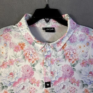 Bad Birdie Shirt Mens XL Pink White Roses Golf Polo Short Sleeve Performance - Picture 1 of 11