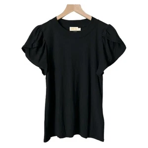 Nation LTD Kennedy Contrast Tulip Sleeve Tee in Black Size Medium - Picture 1 of 5