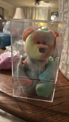Ty Beanie Baby Peace Bear 1996 Multicolor Tie-Dye Plush w/Case - Image 1 of 4