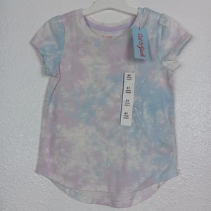 Cat & Jack Top Girls 5T Blue Purple Tie Dye Short Sleeve T-shirt NWT - Picture 1 of 8