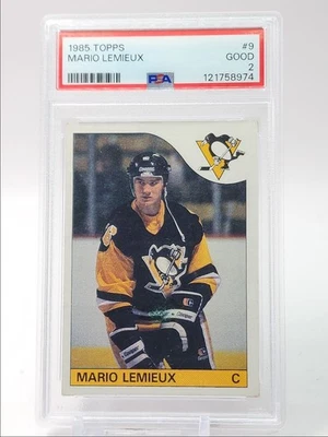 Mario Lemieux 1985-86 Topps Hockey Rookie Penguins #9 RC PSA 2 Q5811 Foto 1 de 2