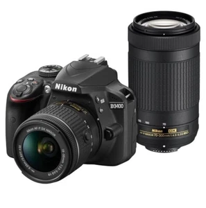 Nikon D3400 Digital SLR Camera, 70-300mm DX AF-P Lens, Battery/Charger, and Bag - Picture 1 of 4