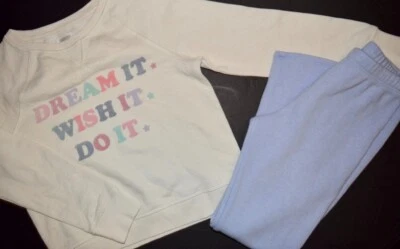 EUC GYMBOREE SHINE BRIGHT CREAM SWEATSHIRT SPARKLE COZY LEGGINGS SET SIZE M 7-8 - Image 1 of 4