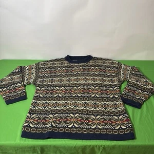 Vintage Abercrombie Wool The Big Sweater Mens XL 90s Knit Fair Isle - Picture 1 of 8