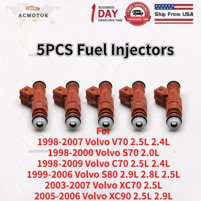 Топливная форсунка 0280155831 9186340 для Volvo 1999-2003 S60 C70 2,5 л 5 шт. - Изображение 1 из 4