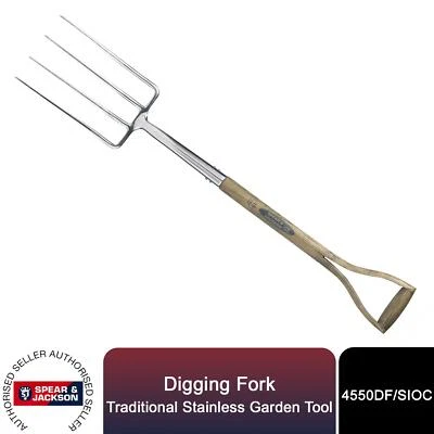 Spear & Jackson Digging Fork, Traditional Stainless Garden Tool - Image 1 of 4