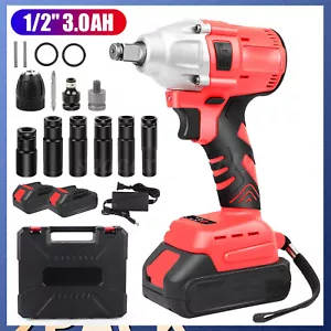 1000Nm Cordless Impact Wrench Gun 1/2'' Brushless High Power Driver W/2*Battery - Picture 1 of 19