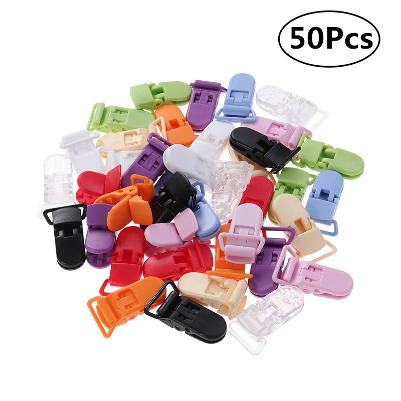50pcs/Lot Plastic Pacifier Clips Holder Bulk Baby Infant Girls Boys Dummy Clips - image 1 of 4