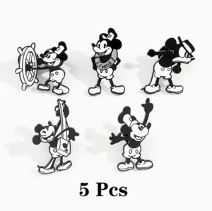 DISNEY MICKEY MOUSE 5er Set Emaille Anstecknadeln STEAMBOAT WILLIE Neu - Bild 1 von 3