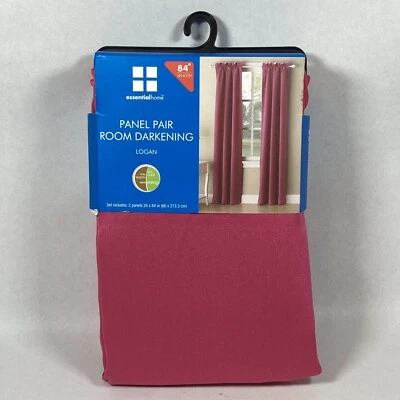⚡️Room Darkening Curtains Panel Pair 84” Logan Energy Efficient Color: Pink B8 - Image 1 of 4