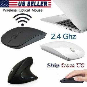 2.4GHZ OPTICAL WIRELESS SLIM MOUSE MICE + USB RECEIVER FOR LAPTOP PC MACBOOK - Picture 1 of 10