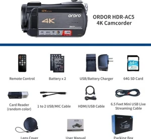 ORDRO AC5 4K Camcorder Wifi DV Camera, Night Version For Ghost Hunting - Picture 1 of 22