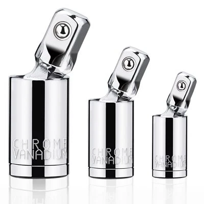 3PCS Universal Joint Socket Set, 1/4” 3/8” 1/2” Drive Swivel Socket Adapter Set - Image 1 of 4