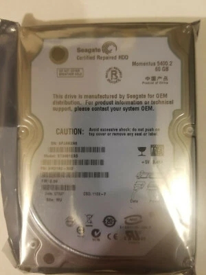 Seagate ST96812AS PN 9W3182-503 FW 3.06 WU 60GB SATA 2.5" HD Date 07397 - Image 1 of 2