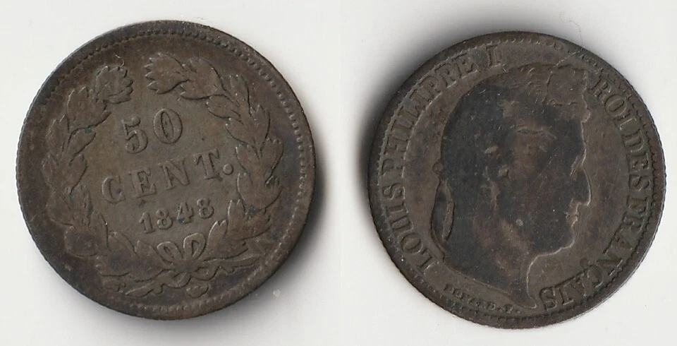 Moeda de prata de 50 centavos França 1848 - Imagem 1 de 1