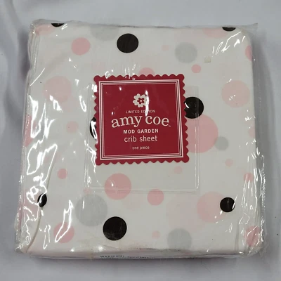 Amy Coe Rosa Marrón Círculo Lunares Blanco Cuna Sábana Mod Jardín Bebé Niña NUEVO Foto 1 de 2