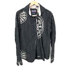 English Laundry button up collared long sleeved embroidered shirt black L Cotton
