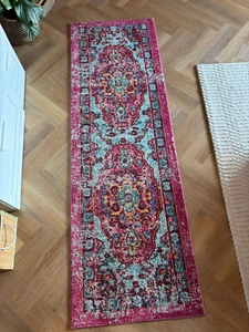 Teppich / Läufer, pink / bunt gemustert, 77cmx244cm - Bild 1 von 11