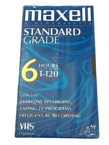 Nuevo Maxell Grado Estándar 6 Horas T-120 Blanco VHS Cinta Sellada VCR Video Cassette - Imagen 1 de 2