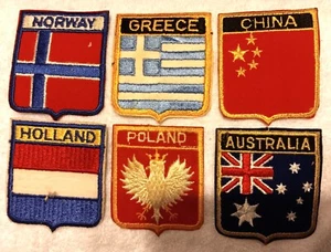 Vintage Lot of 6 International Sew/Iron On Country Patches - Picture 1 of 2