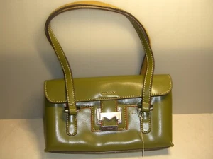 MONDANI  OF NEW YORK WOMENS HANDBAG GREEN LEATHER PURSE 9 X 6'' - Picture 1 of 7