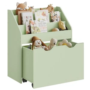 Bücherregal Kinder,Spielzeugregal,mit 3 Regalebenen, Aufbewahrungsbox auf Rollen - Bild 1 von 33