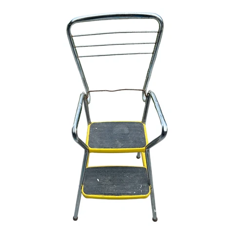 Vintage Yellow COSCO Kitchen Step Stool/ Chair Cover