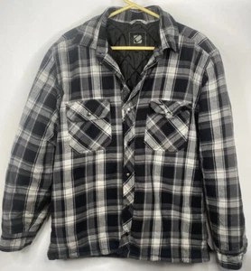BC Clothing Mens Size M Black Plaid Quilted Shirt With Snap Closure - Imagen 1 de 12