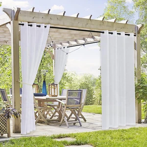 2 Panels Outdoor Curtain - 54X84 Semi-Sheer Waterproof Drapes for Patio - Picture 1 of 12