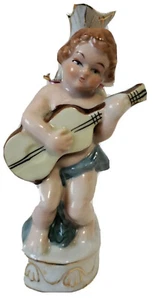 Vintage Japan Cherub Playing Guitar Vase 5 1/2" tall - Picture 1 of 6