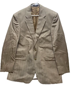 Alexandre Savile Row Long Coat Adult Euro Size 52 Tan Blazer Suit Striped Mens - Picture 1 of 12
