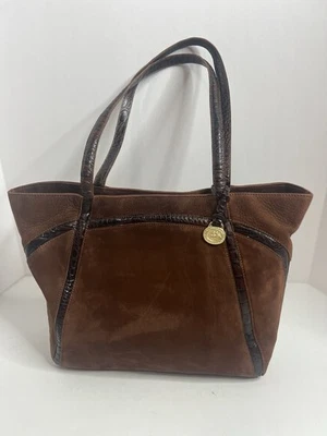 Bolso de Mano Vintage Brahmin Mediano Asher en Gamuza y Cuero de Cocodrilo Repujado Foto 1 de 4