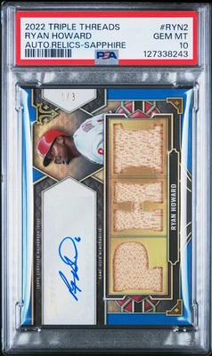 2022 Topps Triple Threads Auto Relics Ryan Howard Sapphire 1/3 PSA 10 - Image 1 of 2