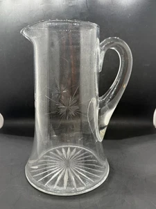 Jarra de vidrio transparente Fostoria de colección grabada patrón de explosión de estrella. Excelente Estado - Imagen 1 de 9