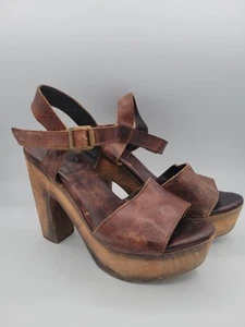 Freebird by Steven Caye Damen-Holzsandalen abgenutzter Absatz in Cognac Größe 10 - Bild 1 von 8