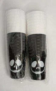 Plastic Halloween Party Cups Skeleton Face Black and White 32 Cups - Picture 1 of 2