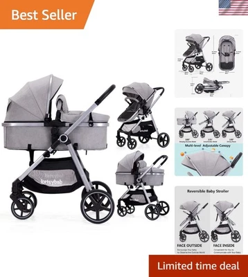 Versatile Baby Stroller with Anti-Shock Suspension and Spacious Storage Basket - Image 1 of 4