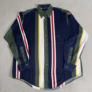 Vintage Nautica Striped Button Down Shirt Size M Hip Hop Streetwear Preppy 90s - Picture 1 of 7