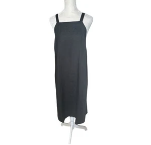 Max Mara Linen Jumper Dress Size 10 Black Square Neck Made In Italy - Picture 1 of 14