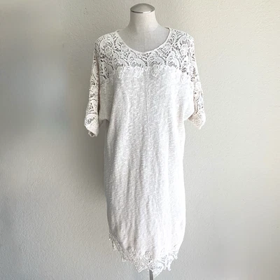 ASOS Maternity Sweater Dress Size 4 Cream Soft Cotton Lace Detail Dolman Sleeve - Image 1 of 4