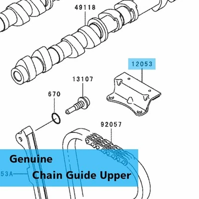 Guía de cadena superior genuina KAWASAKI NINJA ZX-12R ZX1200 2000-2005 12053-1432 FABRICANTE DE EQUIPOS ORIGINALES Foto 1 de 2