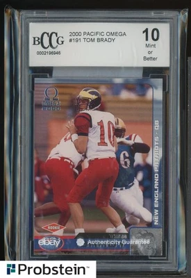 2000 Pacific Omega #191 Том Брэди New England Patriots RC дебютант /500 BCCG 10 - Изображение 1 из 2