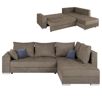 Ecksofa - nougat - Microfaser - mit Liegefunktion Sofa Wohnlandschaft Couch - Bild 1 von 4