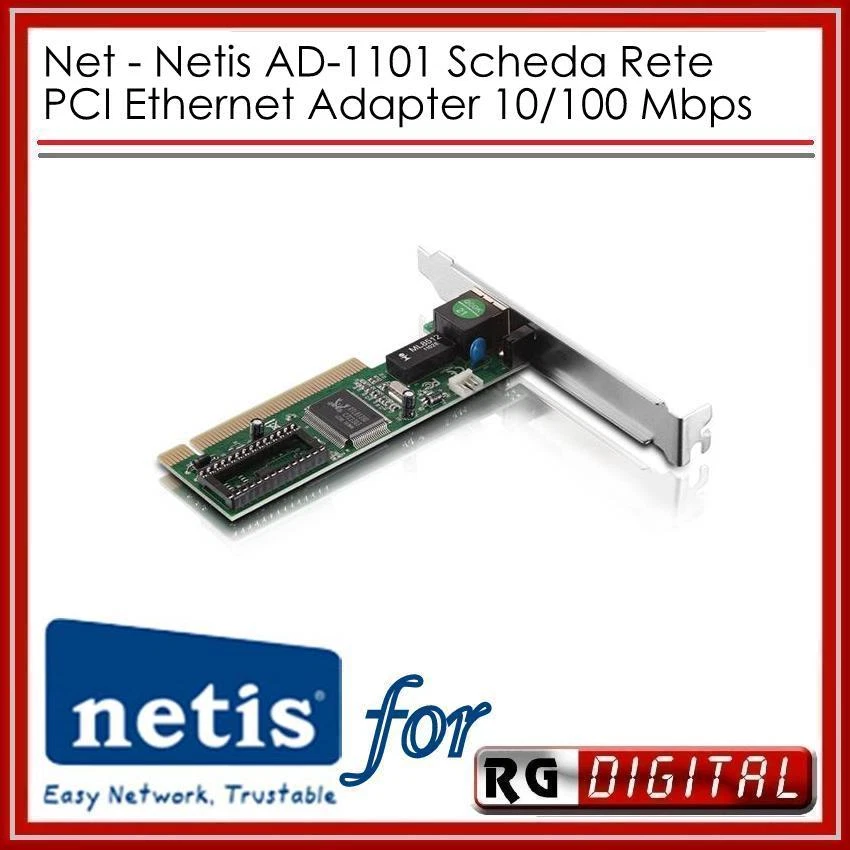 SCHEDA DI RETE INTERNA PCI ADATTATORE ETHERNET 10/100 Mbps NETIS AD-1101 LAN - Immagine 1 di 1