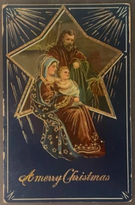Christmas Postcard Embossed & Gilded  "A Merry Christmas"  SHIPS FREE - Picture 1 of 2